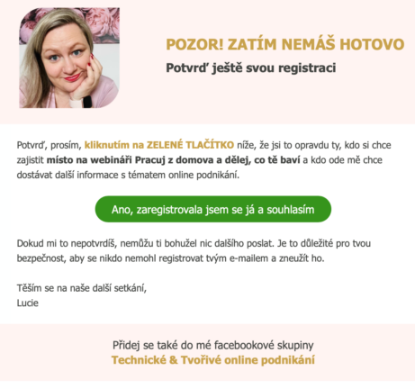 Webinář - potvrzení mailu